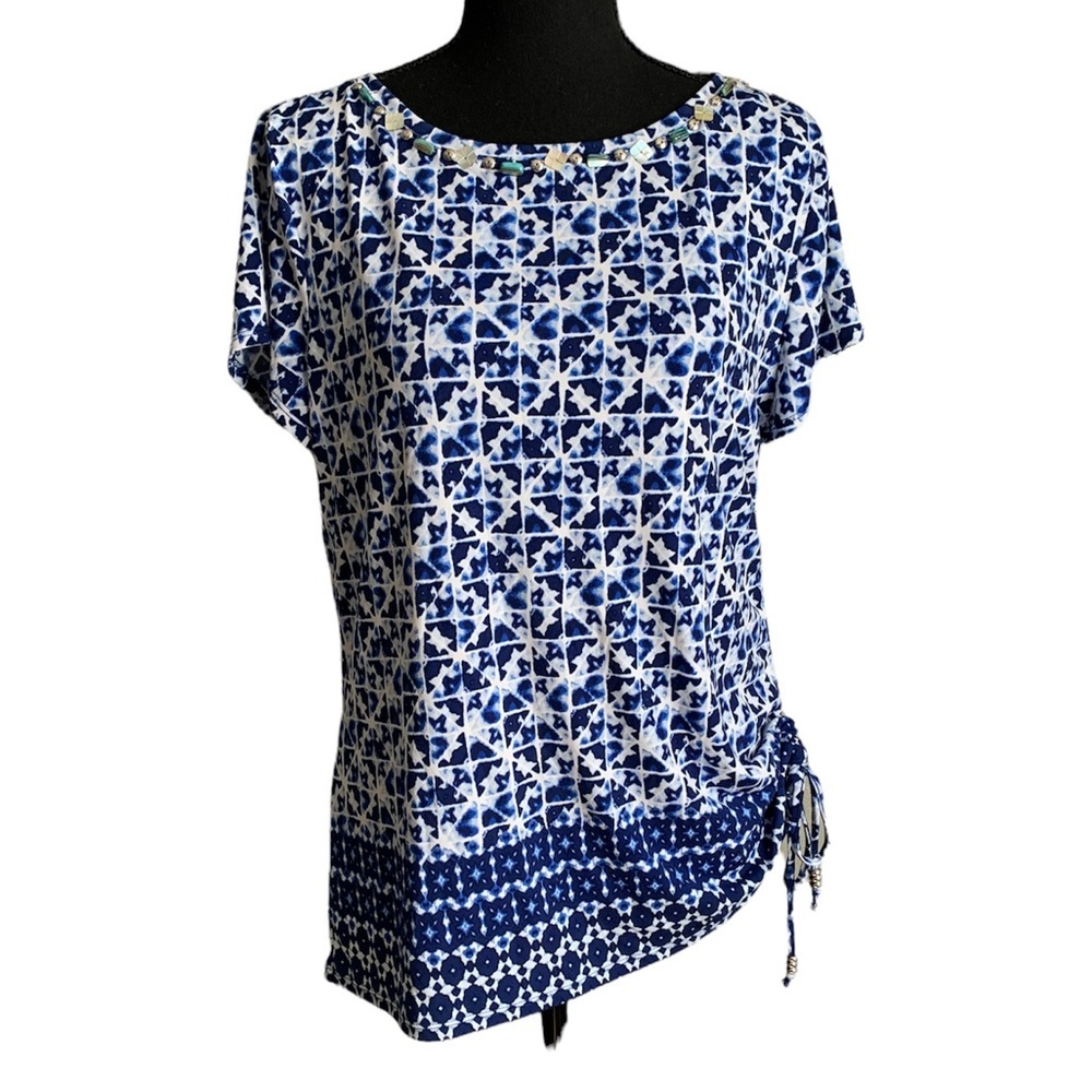 Ruby Rd. Women’s White & Blue top size M